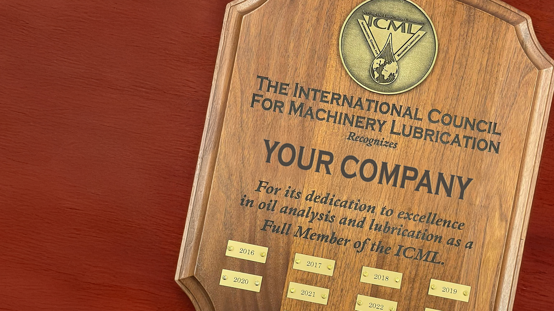 ICML membership plaque recognizing your company